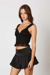 Lace Ruffle Bow Top