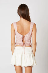 Lace Ruffle Bow Top