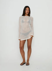 Lisella Long Sleeve Crochet Mini Dress Cream