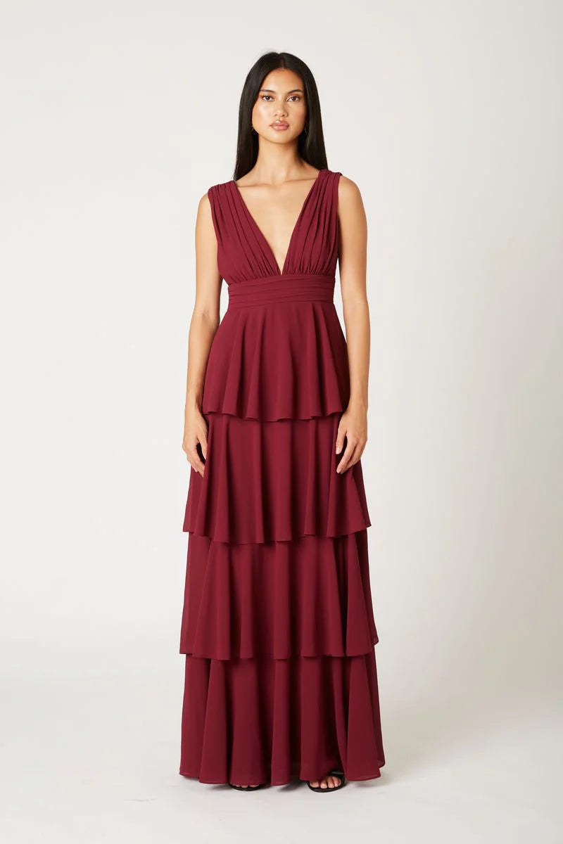 Plunging Tiered Gown