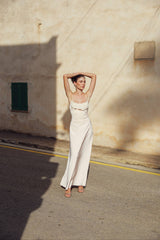 Frill Backless Maxi Dress | Blush Satin