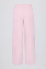 Knit Mid-Rise Wide-Leg Joggers in Soft Pink