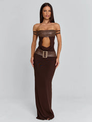 Vyorix ROZIA MAXI DRESS BROWN