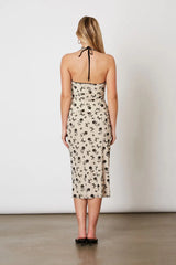 Flocked Velvet Mesh Halter Top