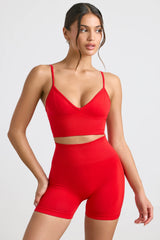 Define Luxe High-Waist Mini Shorts in Red