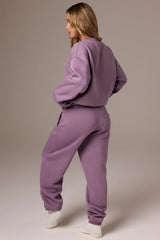 Brushed Jersey Mid-Rise Relaxed Joggers in Dusk