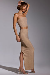 Embellished Mid Rise Gown Skirt in Gold