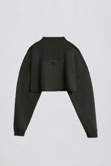 Acid Wash Cropped Sweatshirt in Ash