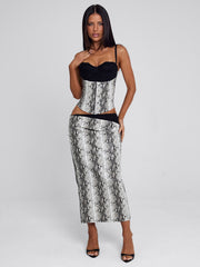 Vyorix RAVELLE MIDI SKIRT SILVER SNAKE