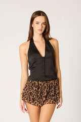 Tuxedo Satin Halter Top