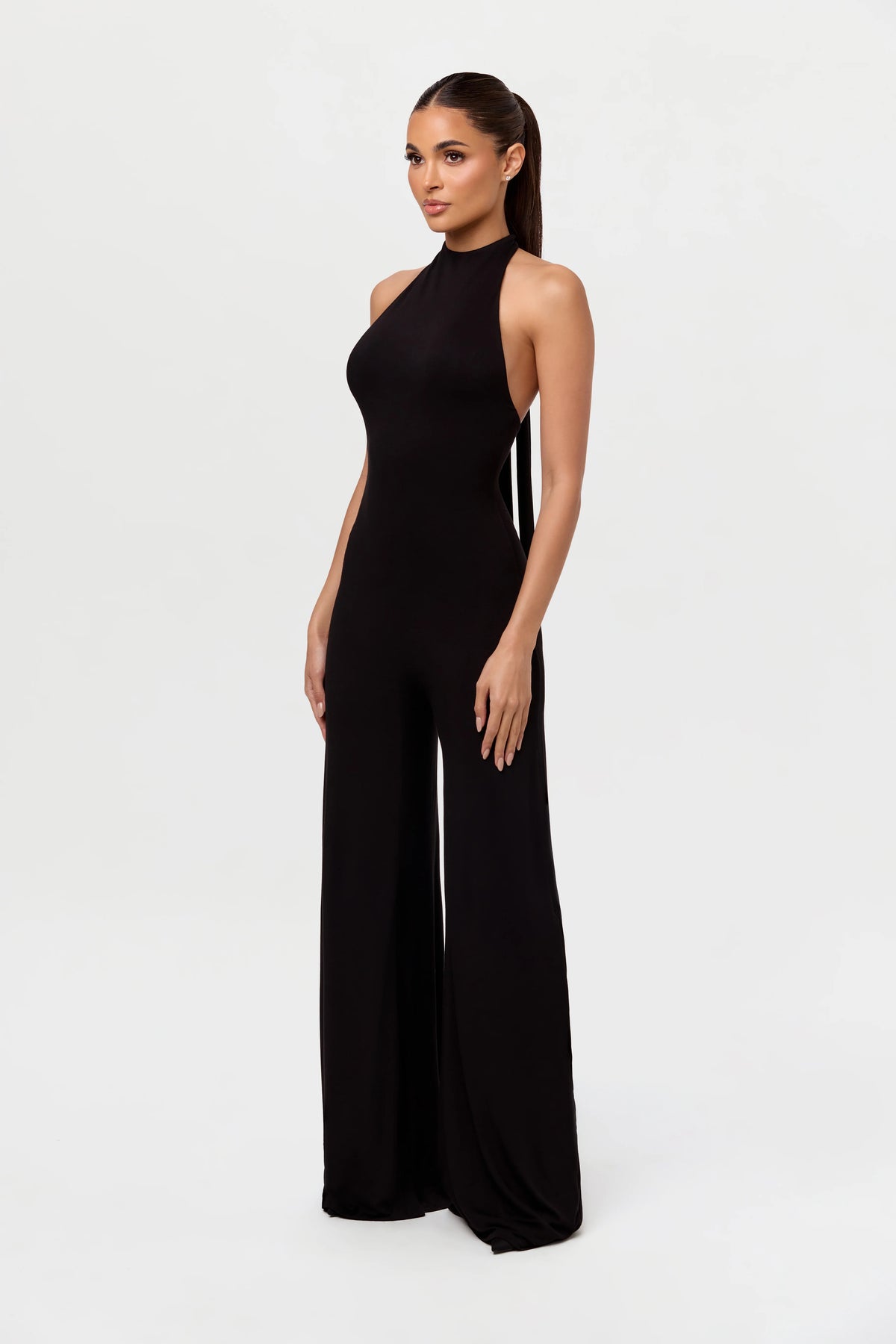 Smooth Halter Wide-Leg Jumpsuit