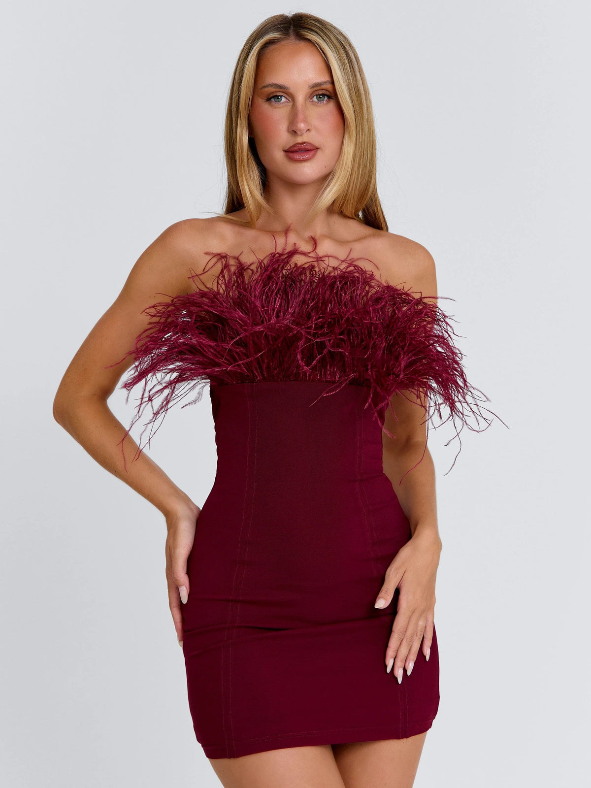 Vyorix SHONA MINI DRESS BURGUNDY