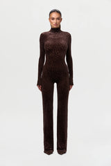 Burnout Print Turtleneck Jumpsuit