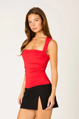 Ruched Square Neck Sleeveless Top