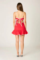 Contrast Trim Cutout Mini Dress
