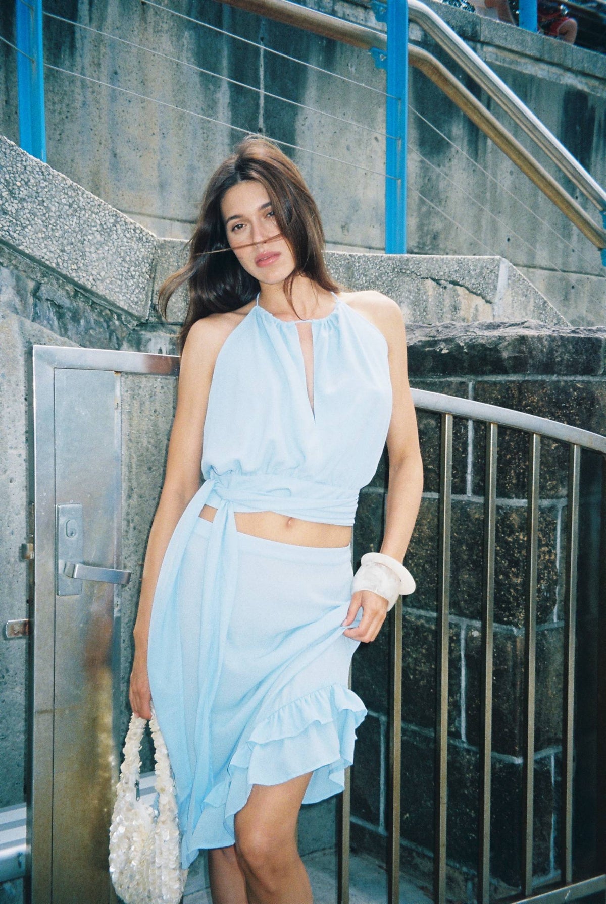 Draped Halter Top | Baby Blue