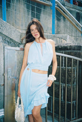 Draped Halter Top | Baby Blue