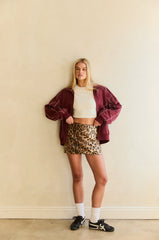Leopard Sequin Mini Skirt