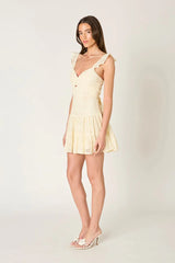 Ruffle Strap Eyelet Mini Dress