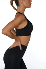 Cross Back Sports Bra in Black