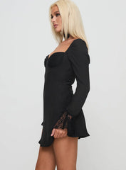 Softer Side Long Sleeve Mini Dress Black
