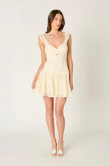 Ruffle Strap Eyelet Mini Dress