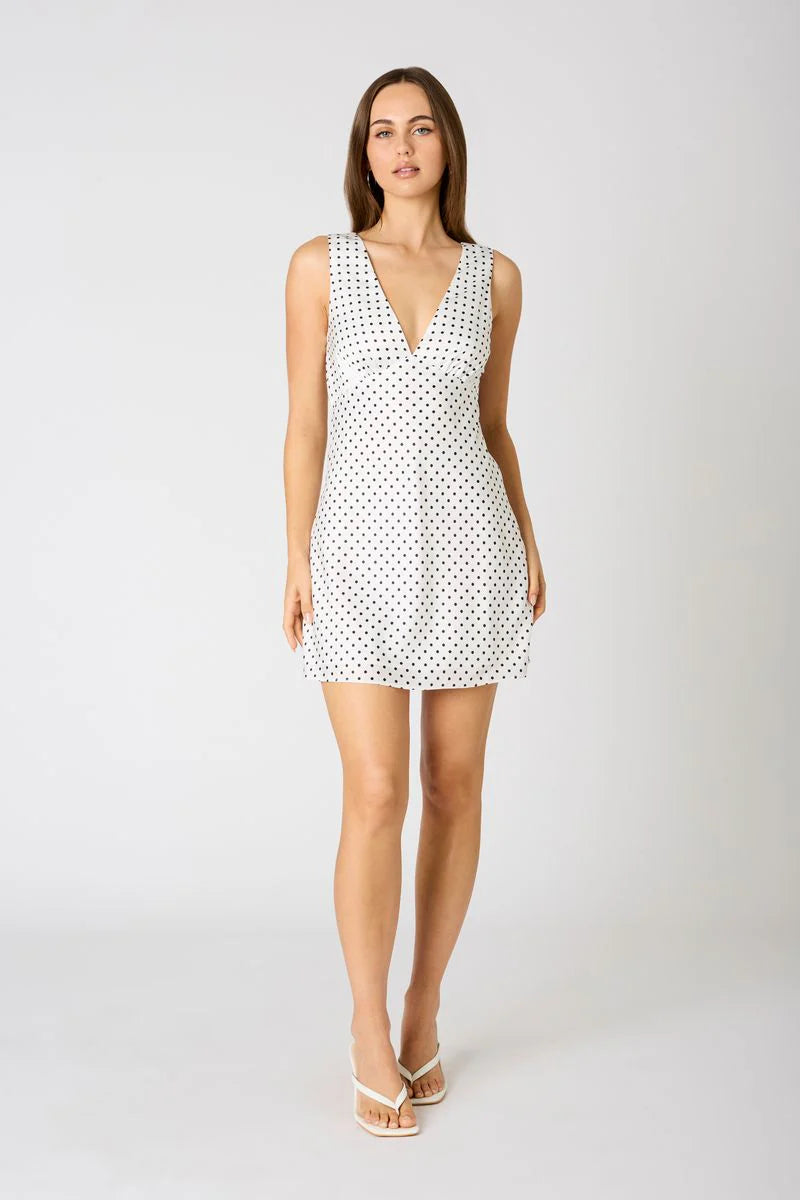 Satin Bias Polka Dot Mini Dress
