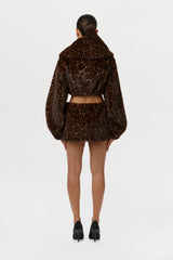Faux Fur Leopard Mini Skirt