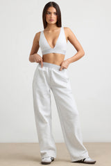 Fluid - Petite High-Waist Straight-Leg Joggers in Grey Marl