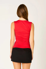 Ruched Square Neck Sleeveless Top