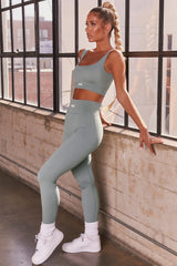 Ribbed Full Length Leggings in Teal