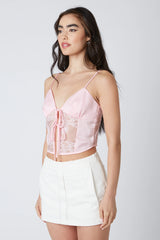 Lace Panel Satin Top