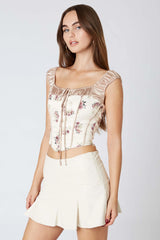 Puff Sleeve Satin Corset