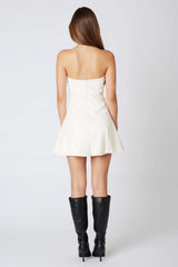 Strapless Faux Leather Mini Dress