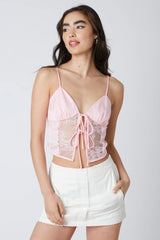 Lace Panel Satin Top