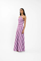 Halter Maxi Dress | Violet Stripe