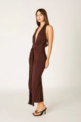 Jersey Halter Midi Dress