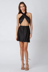 Satin Cut Out Mini Dress