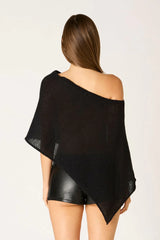 Asymmetric Sheer Knit Poncho