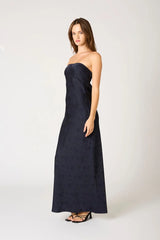 Strapless Open Cowl Back Gown