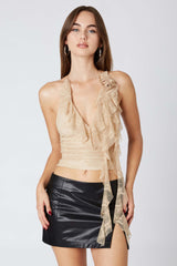Lace Ruffle Halter Top