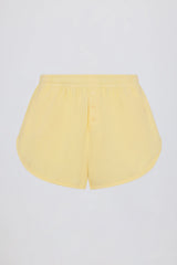 Button-Detail Mid-Rise Shorts in Lemon