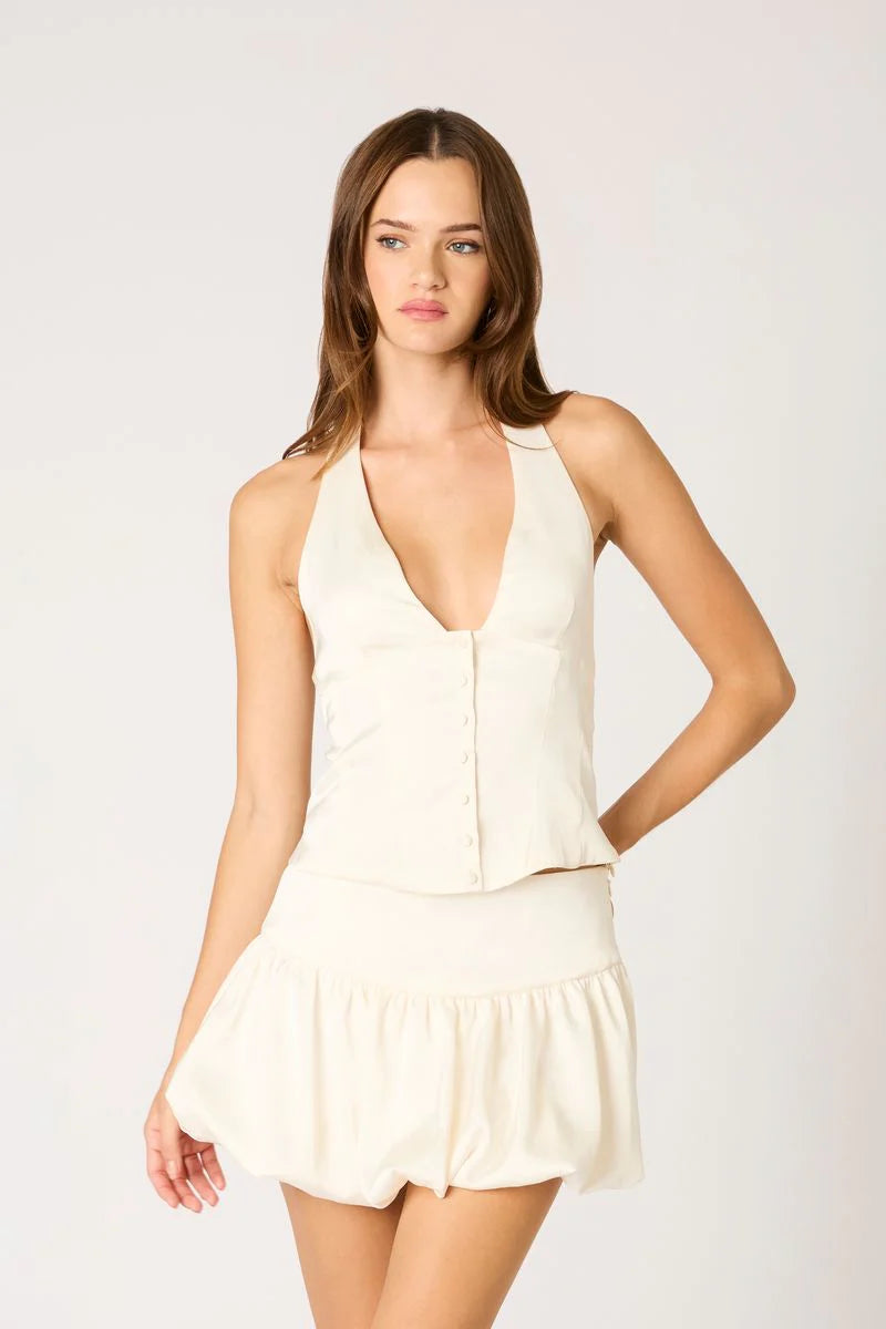 Tuxedo Satin Halter Top