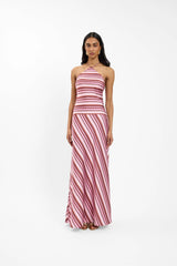 Halter Maxi Dress | Magenta Stripe