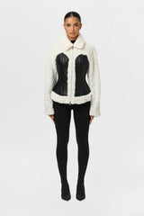 Sherpa Vegan Leather Corset Jacket