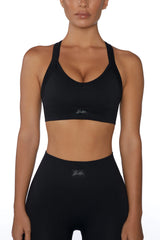 Cross Back Sports Bra in Black
