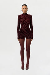 Burnout Print Turtleneck Romper