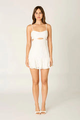 Contrast Trim Lace Mini Dress