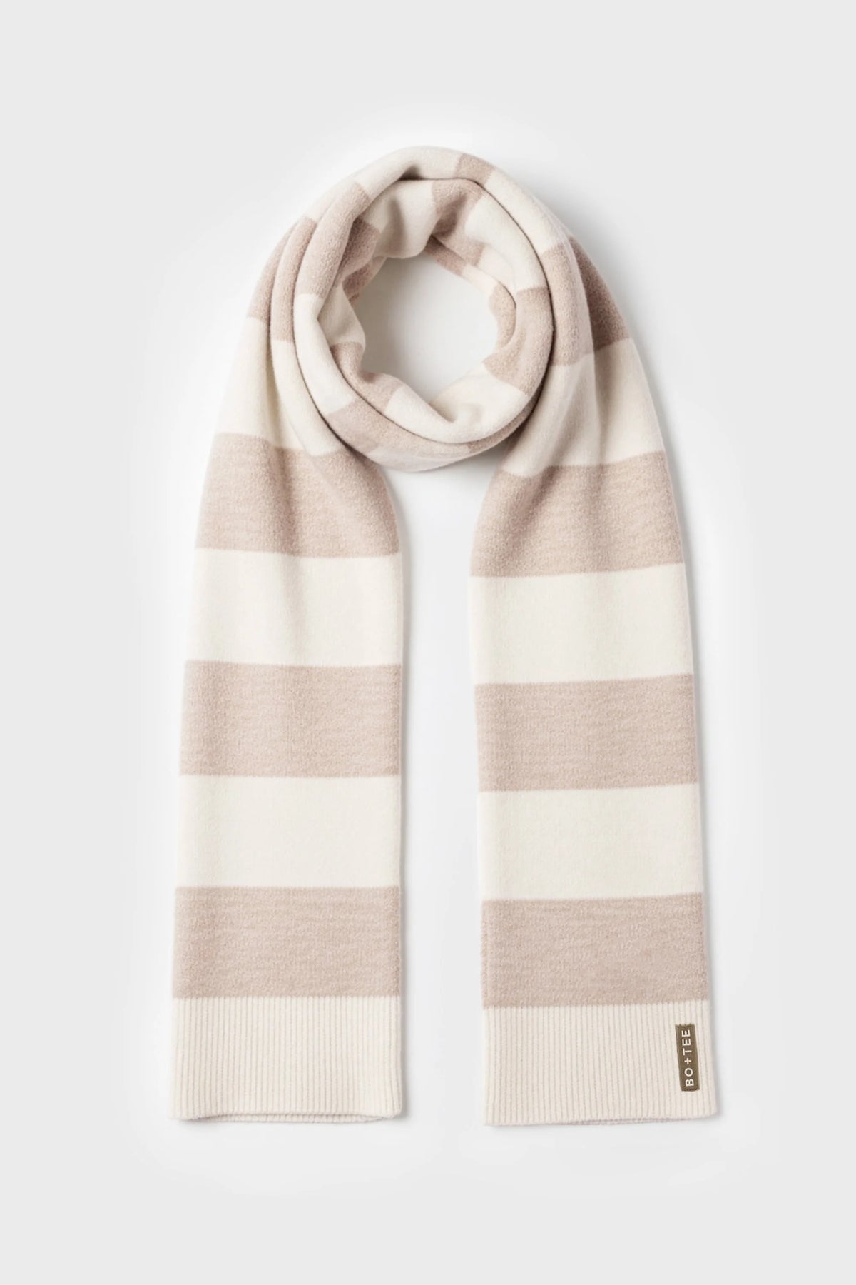 Knitted Striped Scarf in Ivory