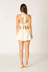 Asymmetric Satin Mini Skirt